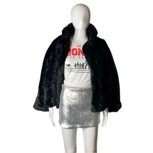 Future Collective Silver Sequin A-Line Mini Skirt Size XS